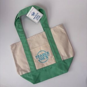 NWT Trader Joe’s Spring 2025 Mini Canvas Bag Green and Blue Pastels